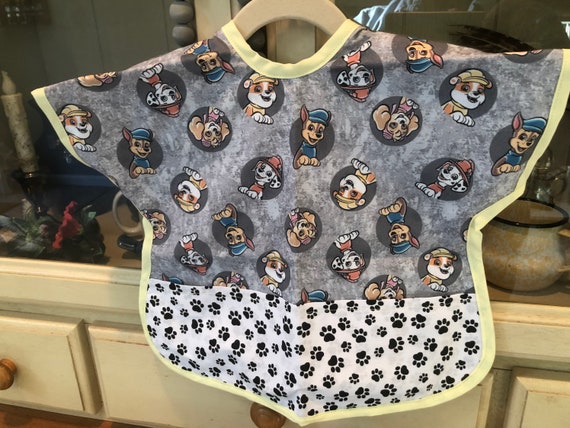 Toddler Reversible Paw Patrol Cotton Bib with pockets gift