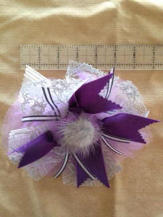 Items similar to Fancy Purple & Gray Lace, Tulle, Ribbon Hair Piece