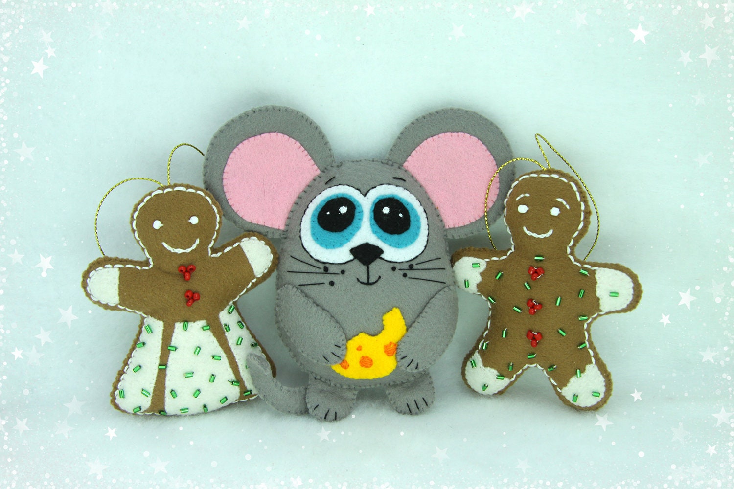 Felt Mouse Sewing Pattern Felt Christmas Ornaments Stuffed Etsy