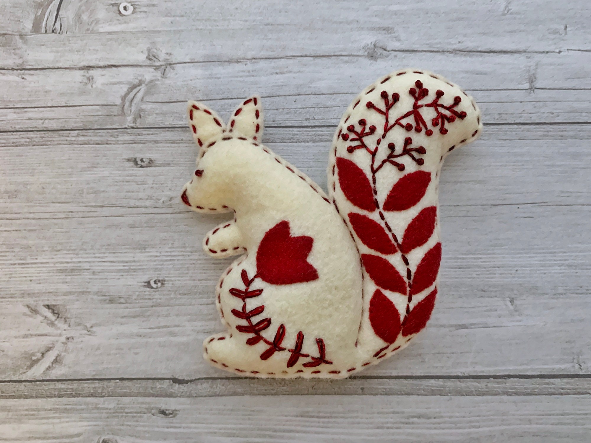 Christmas squirrel ornaments felt forest animals pattern Etsy