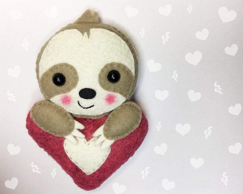 Felt sloth hand sewing pattern sloth stuffed animal felt Etsy