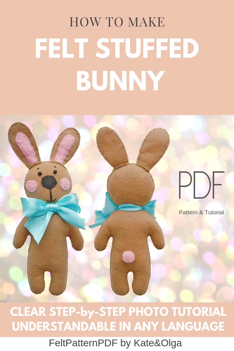 Felt bunny pattern Stuffed bunny pattern Rabbit sewing Etsy