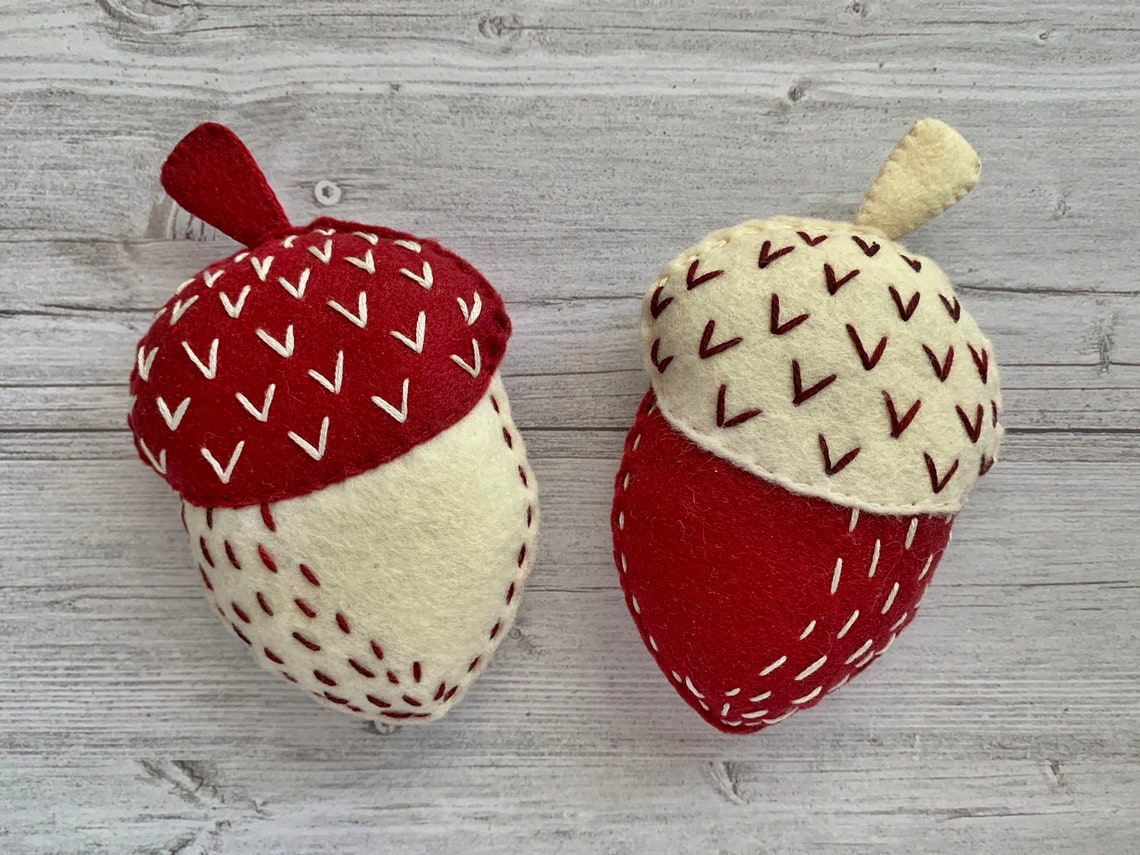 Felt acorn patterns stuffed acorn ornaments Scandinavian Etsy