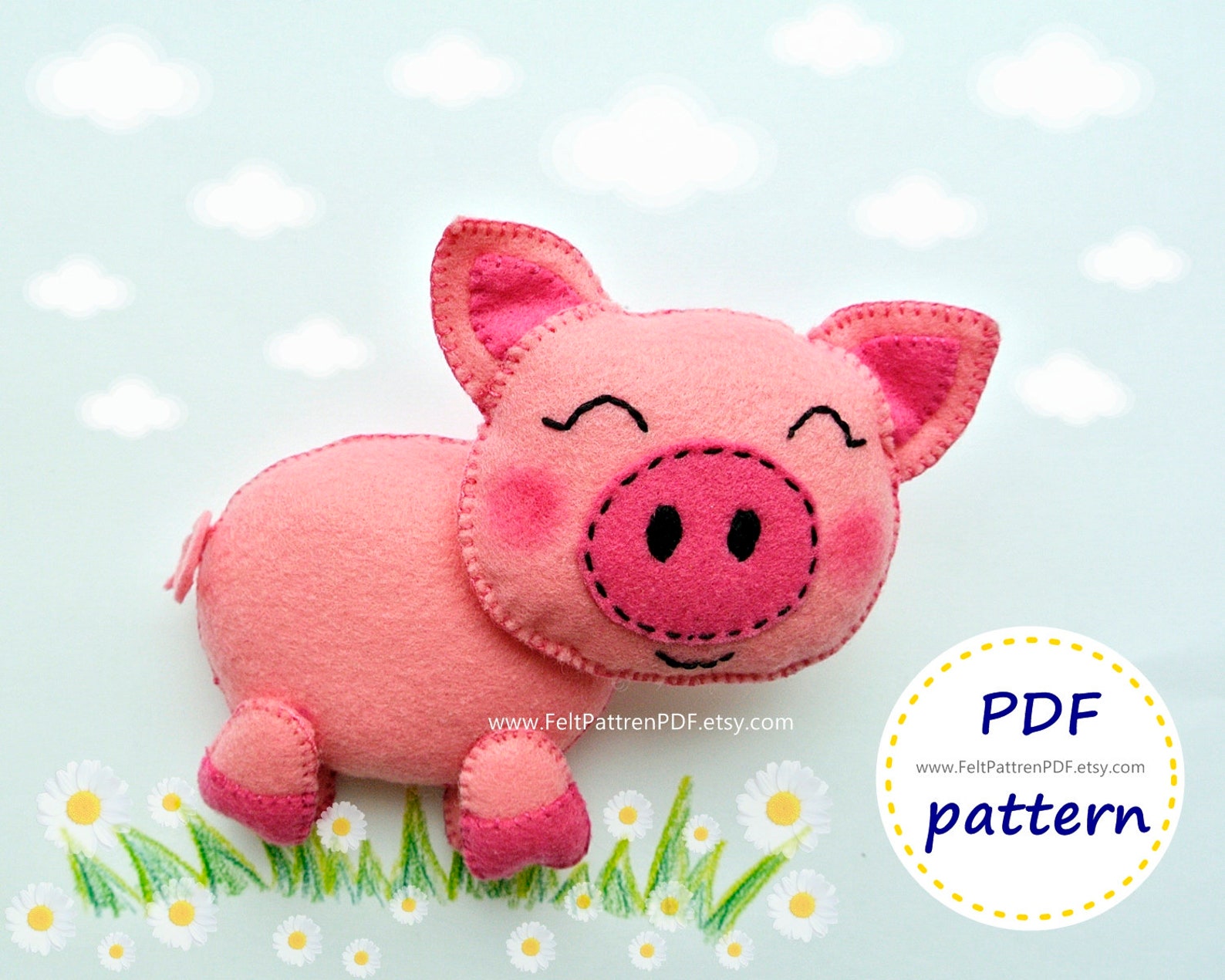 Felt Pig Felt Pig Pattern Felt Christmas Ornaments Pig Etsy