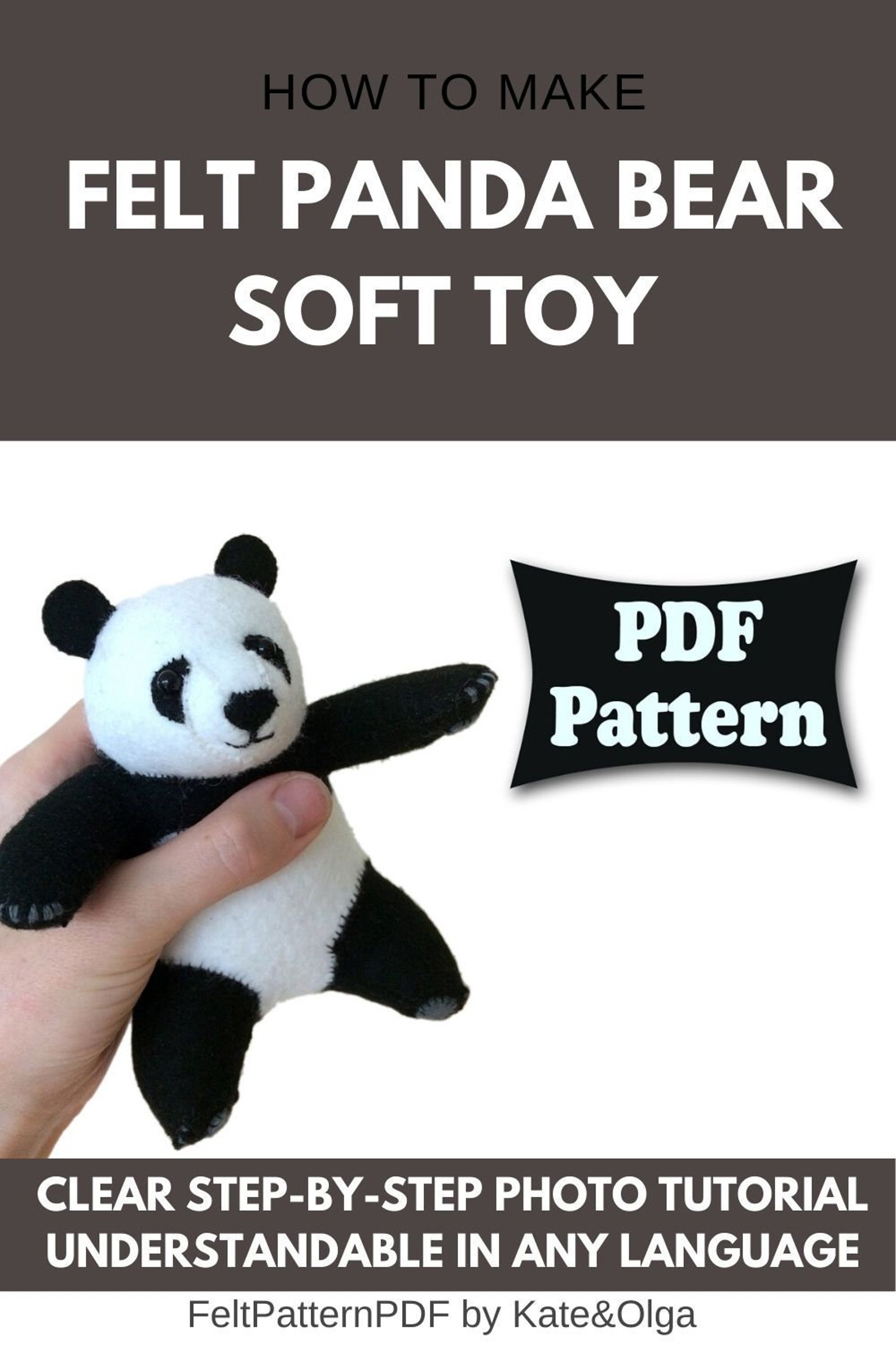Felt panda pattern felt animal pattern panda sewing pattern | Etsy