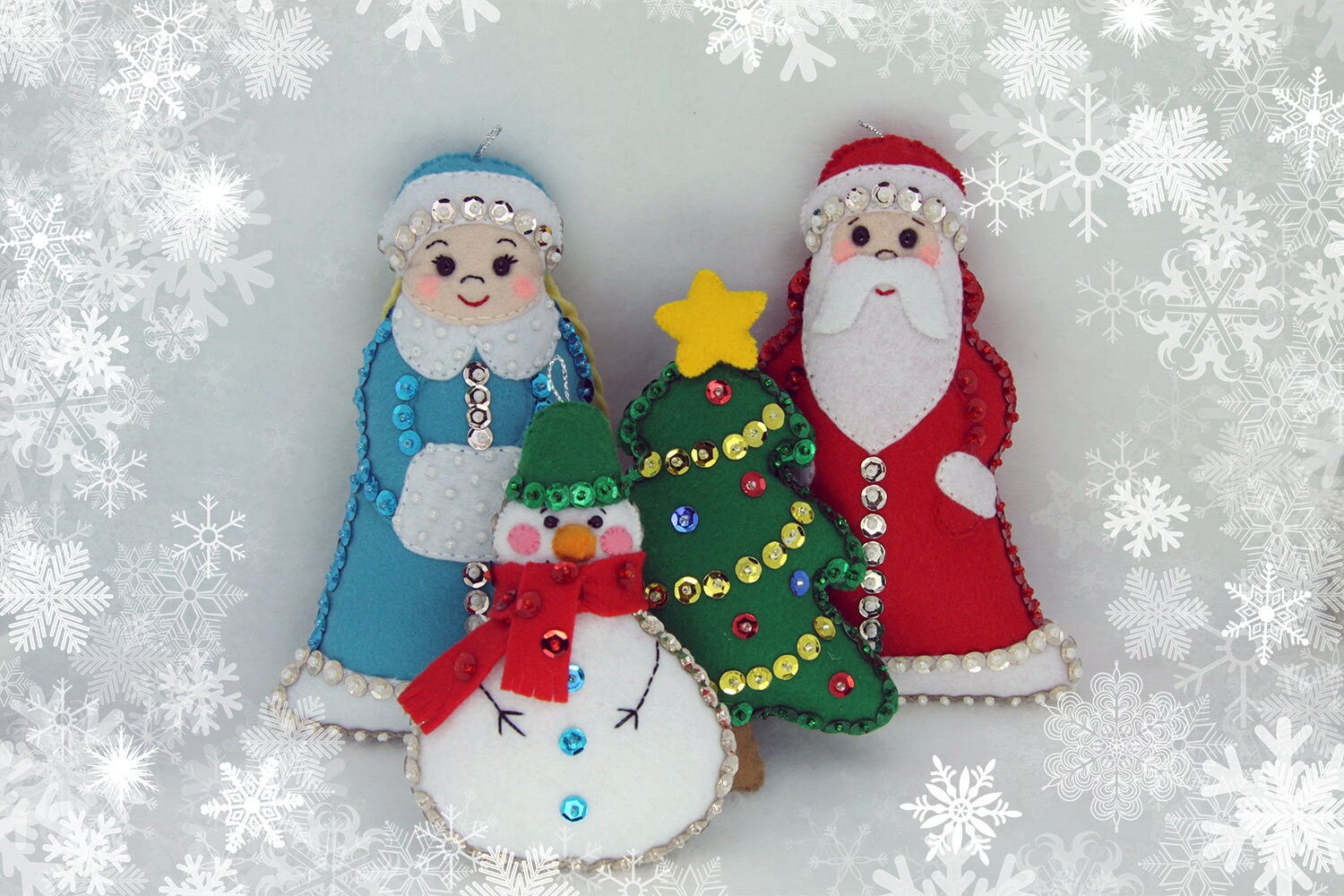Felt Santa pattern Santa sewing pattern felt sequin ornament Etsy