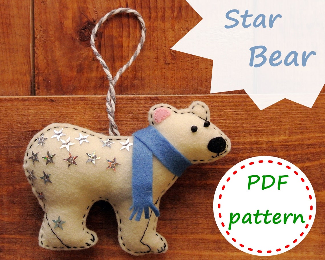Polar bear pattern felt Christmas ornaments felt bear | Etsy