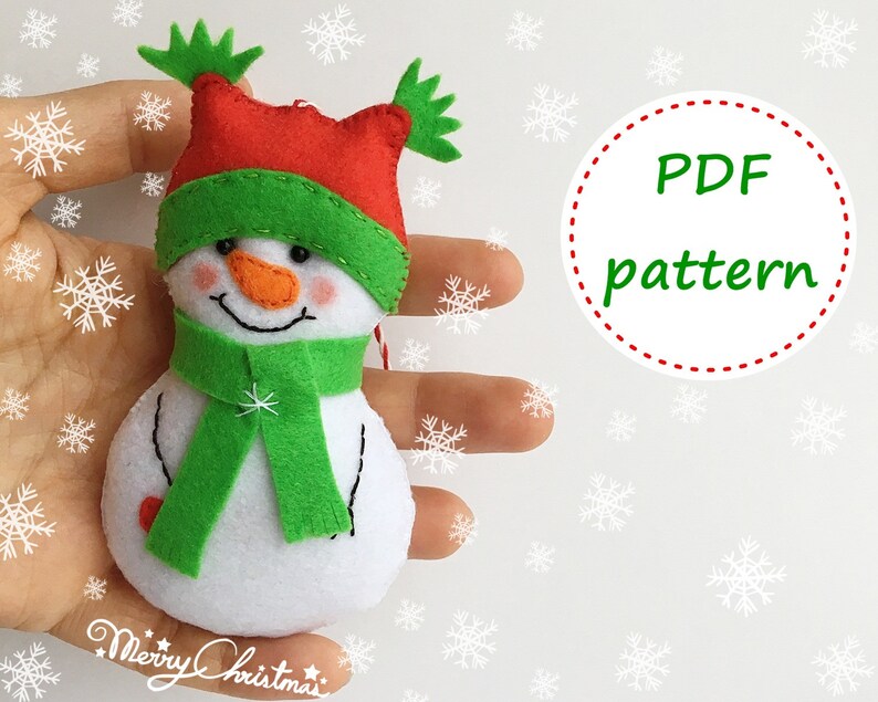Felt snowman pattern Christmas ornament snowman sewing Etsy