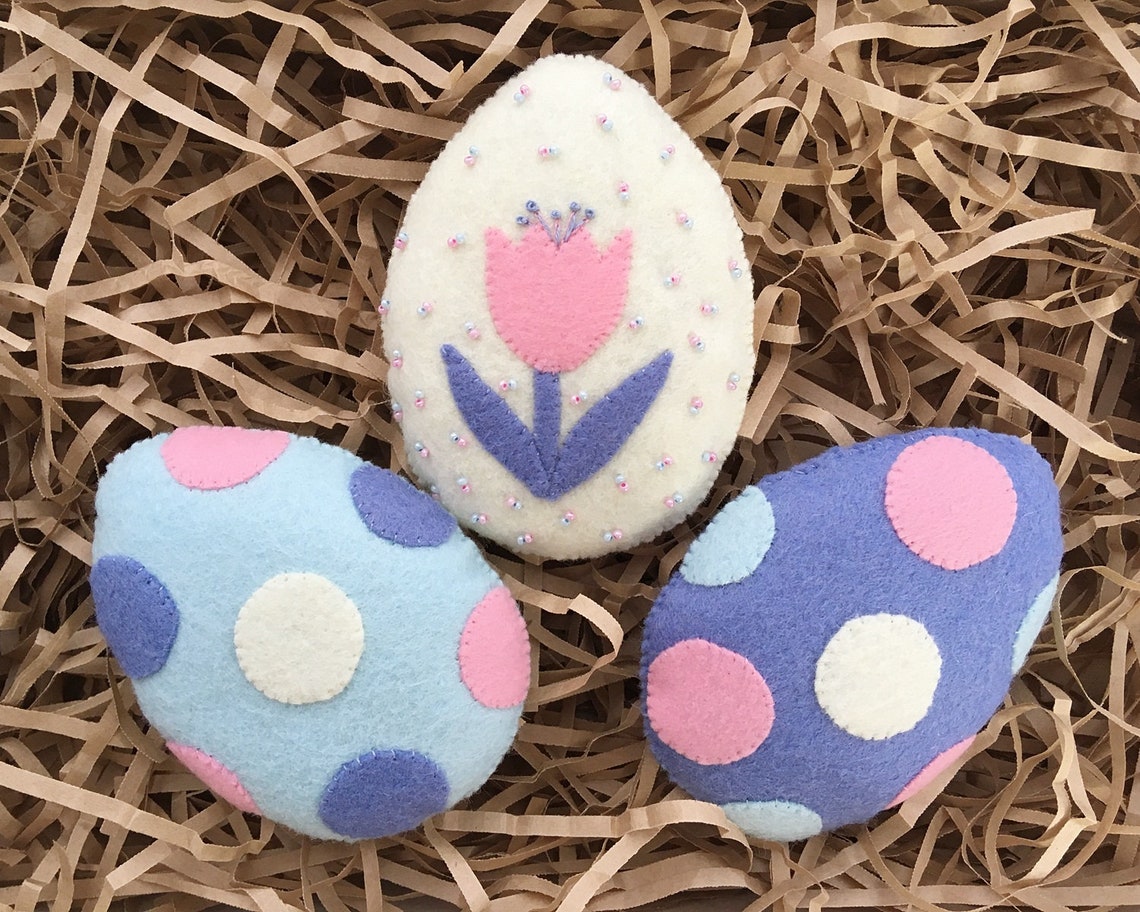 Felt Easter Eggs PDF Pattern Сute Easter Egg Ornament Etsy