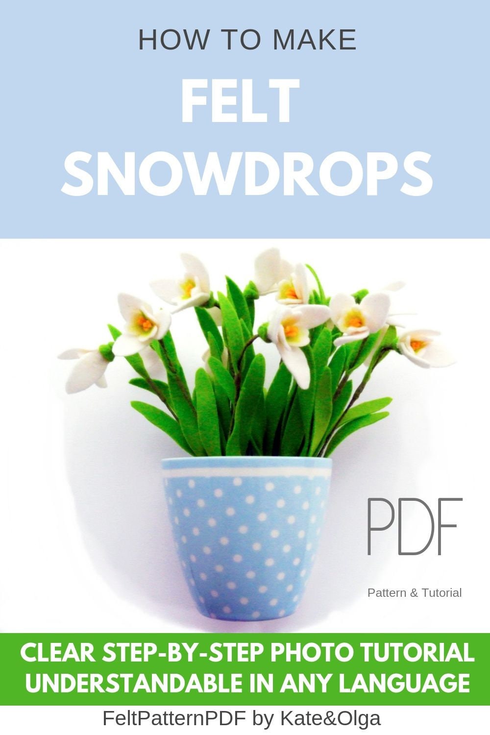 Snowdrop Flower Felt Pattern White Flowers Faux Bouquet Etsy