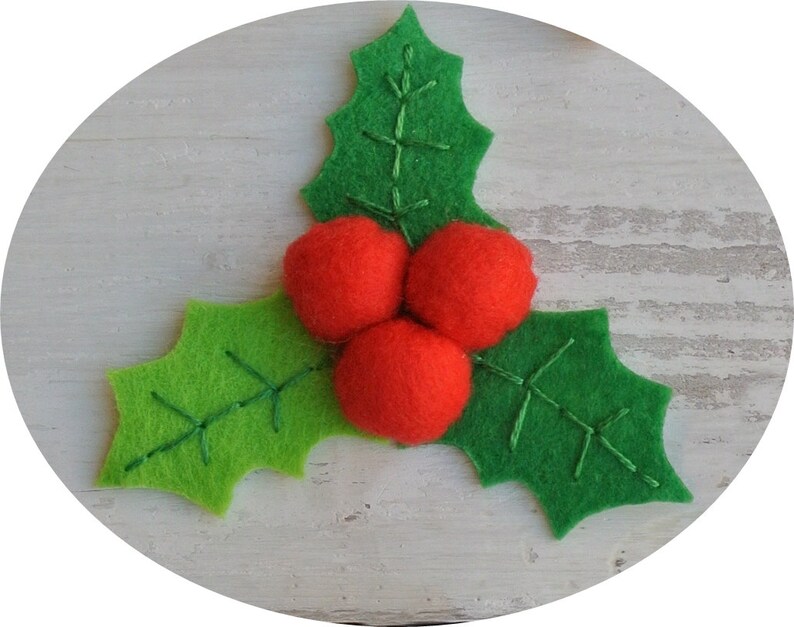 Felt Holly Leaves Holly Leaves Pattern Felt Brooch Pattern | Etsy