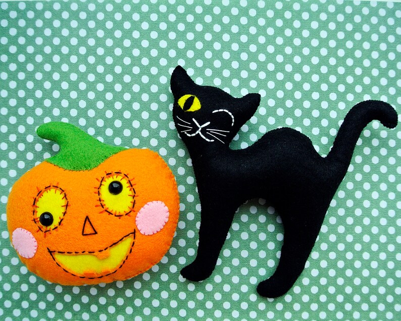 Halloween Black Cat PDF sewing pattern Felt Halloween Etsy
