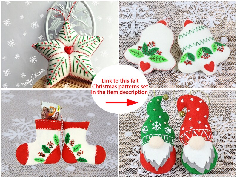Embroidered ornament felt star pattern felt Christmas Etsy
