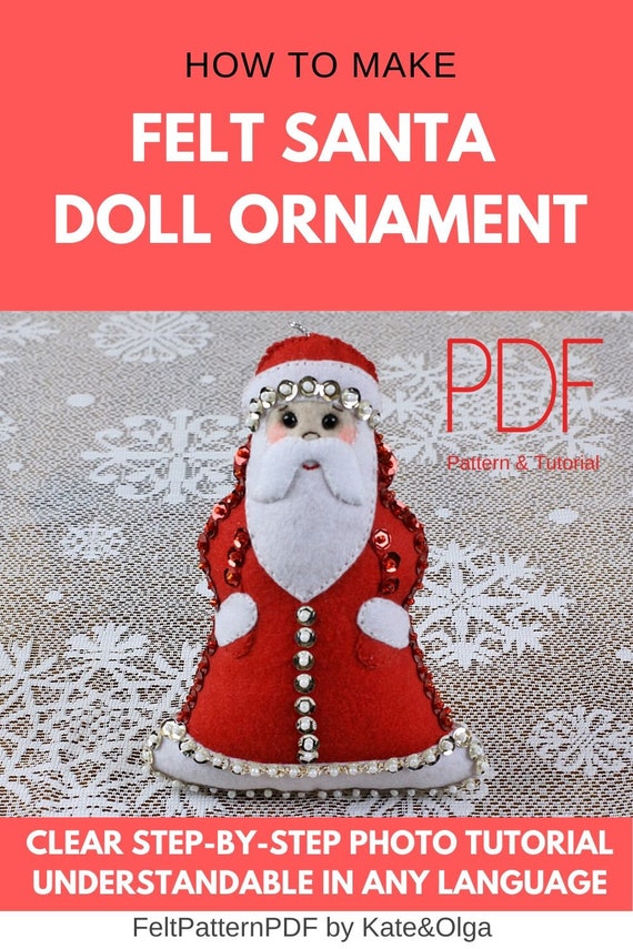 Felt Santa Pattern Santa Sewing Pattern Felt Sequin Ornament Etsy