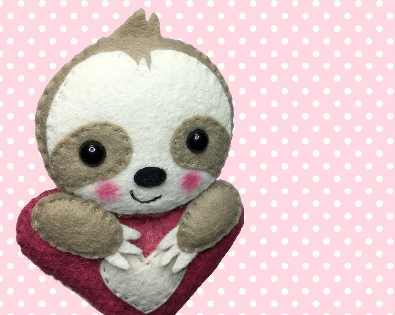 Felt sloth hand sewing pattern sloth stuffed animal felt Etsy