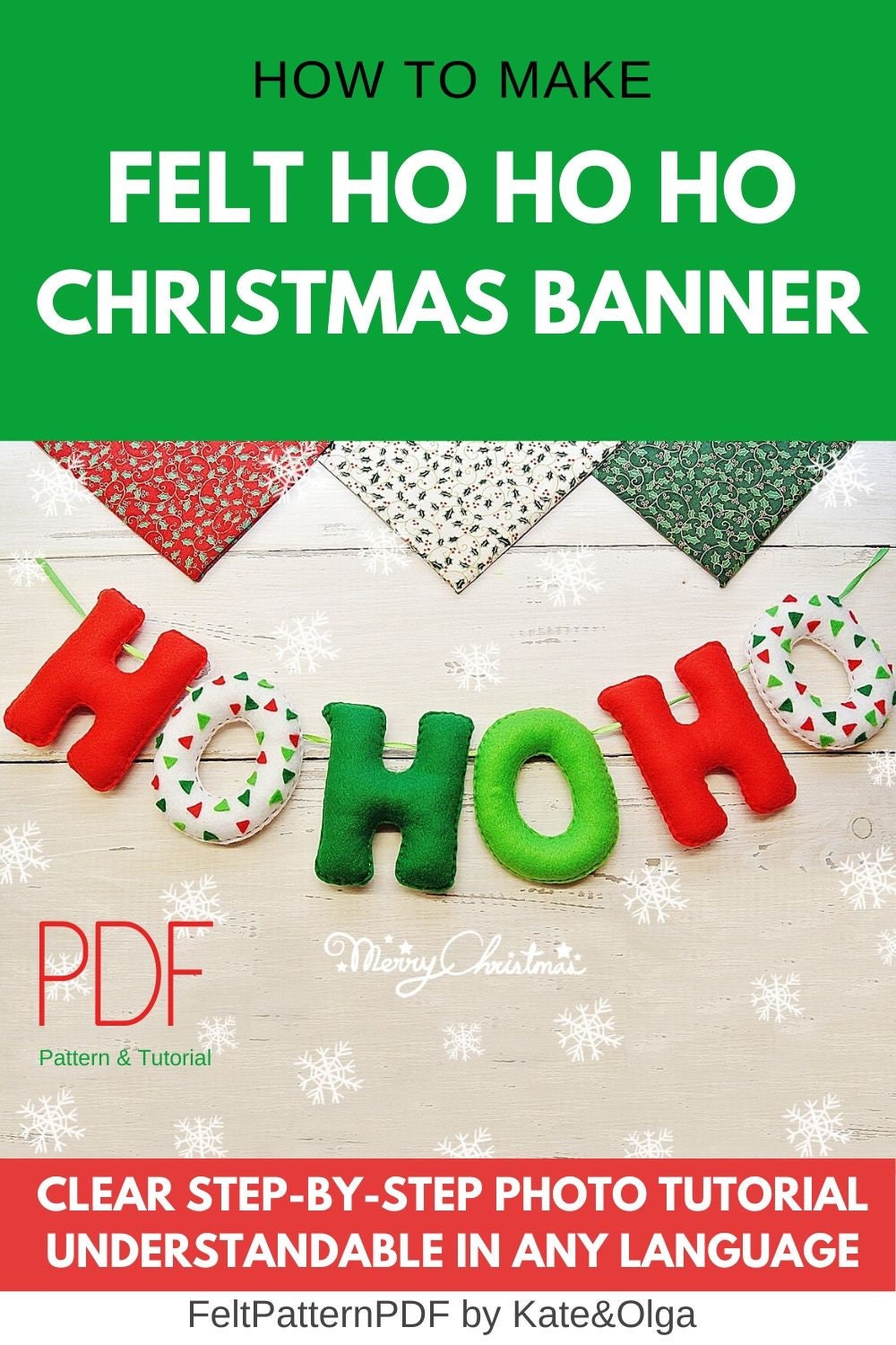 Ho ho ho garland felt patterns hohoho Christmas Christmas | Etsy