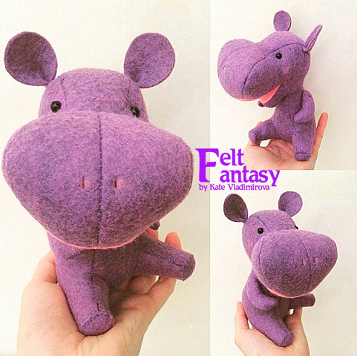 Felt hippo pattern hippo sewing pattern stuffed hippopotamus Etsy