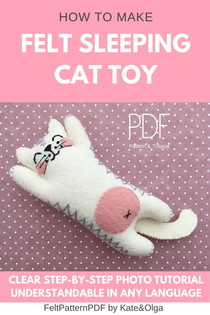 Cat sewing pattern felt cat pattern sleeping cat toy Etsy