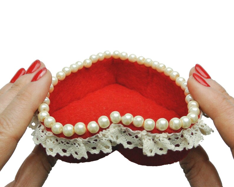 Heart Shaped Felt Box Felt Jewelry Box Pattern Small Felt Etsy