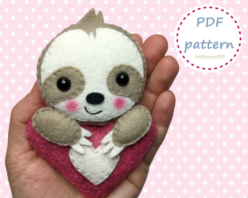 Felt sloth hand sewing pattern sloth stuffed animal felt Etsy