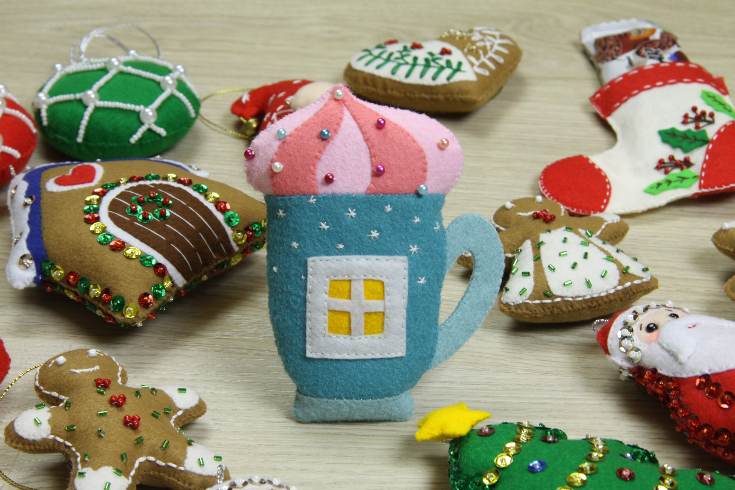 Felt coffee cup Christmas ornament pattern cute tea cup felt Etsy