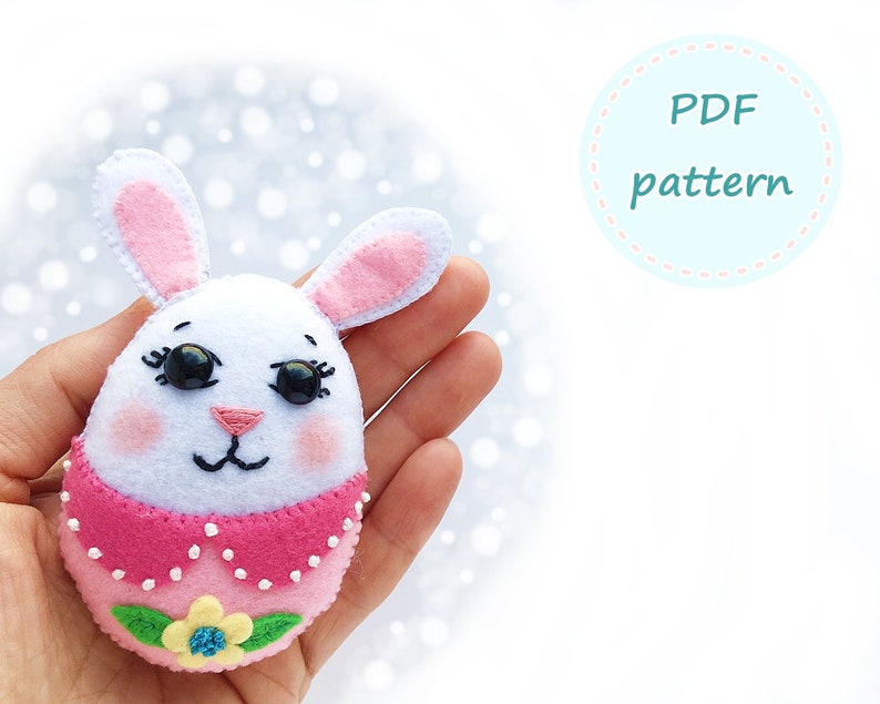 Kawaii Easter Pattern Bunny Pattern Felt Bunny Pattern Felt Easter Bunny Pattern Felt Easter Bunny Ornament Cute Easter Ornament Pattern