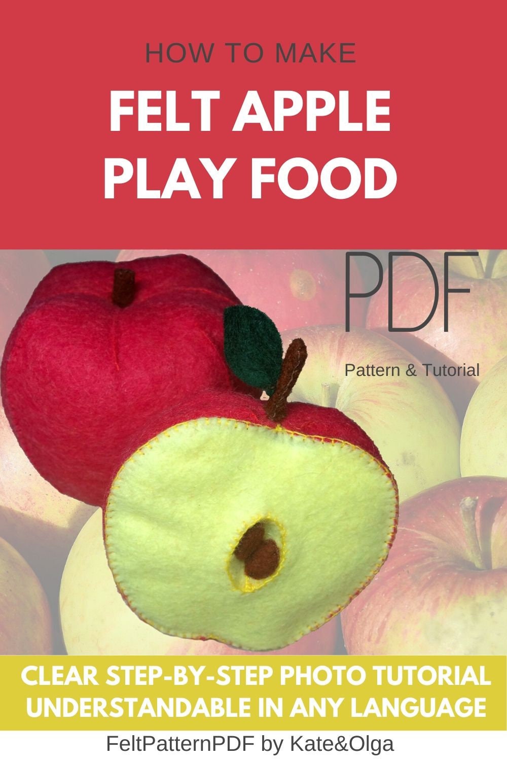Apple sewing pattern play food fruit patterns felt apples Etsy