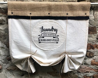 Cortinas de lavandería de estilo rústico, cenefa de arpillera con lazo, cortina para lavadero, ventana, estilo rústico, cabaña, cenefas de yute natural primitivo