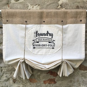 Rustic Burlap Laundry Curtains Farmhouse Valance Bohemian Kitchen Curtain Window  Country Chic Cottage Primitive Rustic Jute Printed Curtain