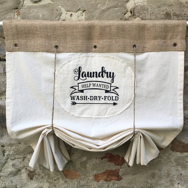 Tende rustiche in iuta per lavanderia, mantovana da fattoria, tenda da finestra per lavanderia boho, tenda rustica in iuta primitiva con lacci, stile country chic cottage