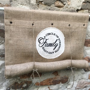 Cantonnière rustique en toile de jute naturelle, rideaux à enrouler, rideau aveugle de cuisine de ferme, rideau de grange à attacher en jute, cottage primitif