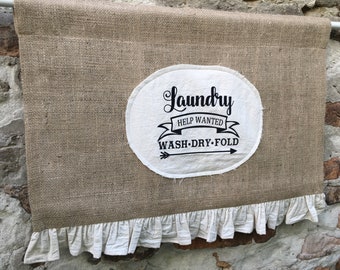 Cenefa de lavandería rústica de arpillera natural, cenefas desgastadas, cortinas con volantes, estilo moderno, estilo campestre, elegante, estilo bohemio, primitivo, de yute.