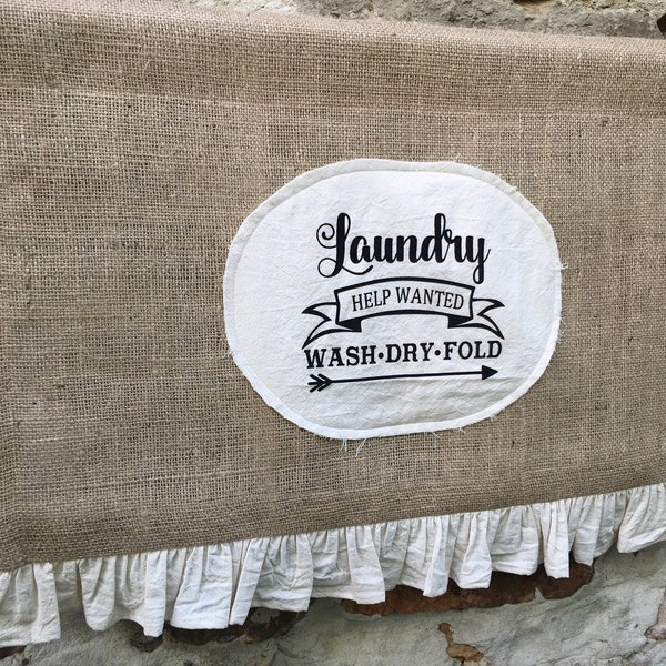 Laundry Print Rustic Natural Burlap Shabby Valance Curtains Modern Farmhouse Kitchen Country Chic Cottage Primitive Rustic Jute Curtain