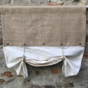 Rustic Farmhouse Natural Burlap Curtains Kitchen Tie Up Valance Country Style Cottage Primitive Cafe Curtain Custom Size Bohemian Curtains