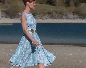 Blue Dress, 60s style dress, Summerdress, Boho dress, Sundress, Jersey dress, Midi Dress, 60s style dress, beach dress, summer dresses,