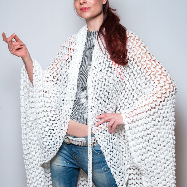 Cardigan blanc, Cardigan d'été, Veste d'été Blanc, Veste Blanche, Veste Boho, Manteau, Veste festival, Poncho, Veste de mariée, Cape d'été