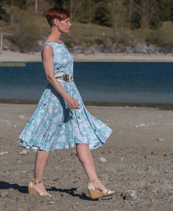 Blue Dress, 60s Style Dress, Summerdress, Boho Dress, Sundress, Jersey Dress,  Midi Dress, 60s Style Dress, Beach Dress, Summer Dresses, -  Canada