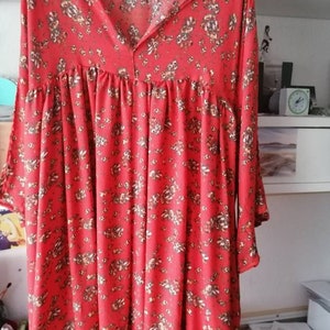 Boho dress, maxi summer dress, oversize dress, Dress kimono sleeves, maxi dress, Red, Floral dress, caftan, silk dress, Bohostyle Red