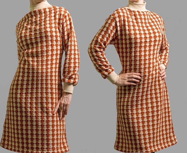 Dress Burnt Orange Knitted Dress With Turtleneck Dress - Etsy