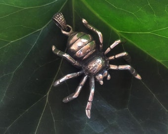 Large 3D Gothic Spider Pendant Solid 925 Sterling Silver realistic Wiccan Talisman Insect Jewelery Witch Spell Tarantula Arachnid Creepy