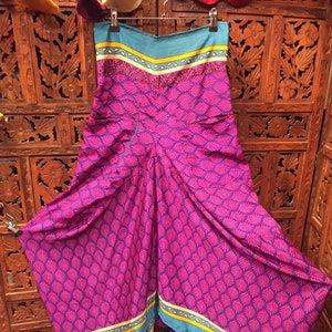Wonderful 100% natural silk Utility combat parachute cut Nepali silk pocket skirt or sun dress with elasticated easy fit waist size 8 to 18
