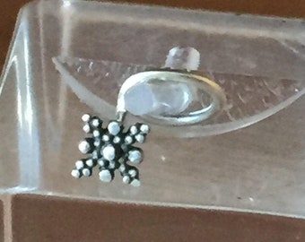 Filigree tribal square Sterling silver nose wire, nose stud piercing tribal bohemian goth punk hippy god/goddess