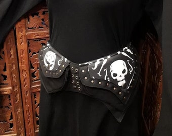 Bolsa de cintura Skull Jack Pumpkin Halloween Samhain Mabon Witch Goth Punk, bolso utilitário, cinto, pochete assustadora, tamanho único, veste 28"-44" cintura 10-18