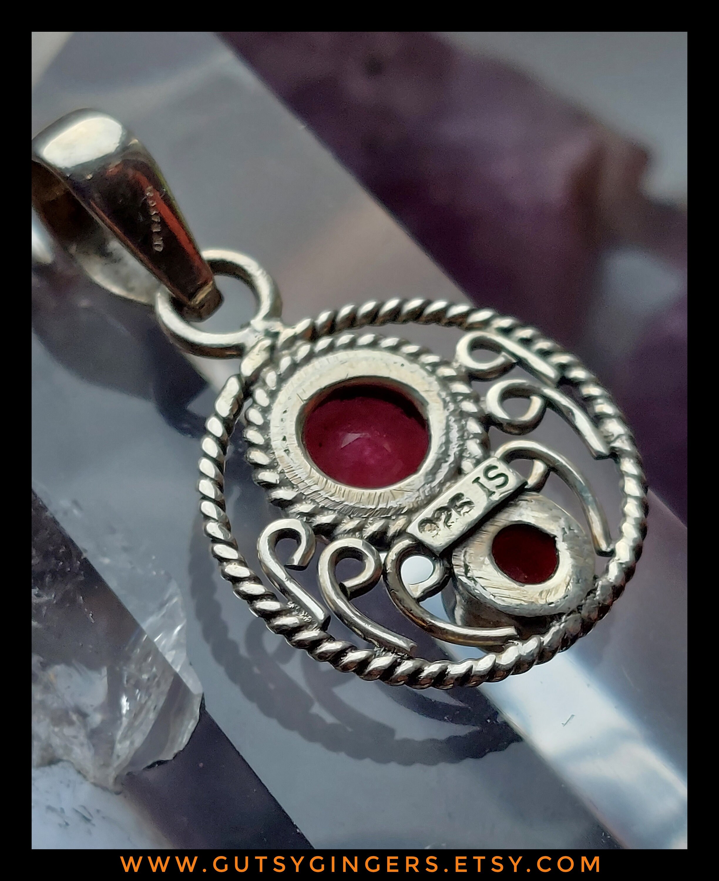 【美品】 Floatia Designs Ruby (FETD-05) Vivid Raw Ruby Double Natural Faceted Gem Set Into a