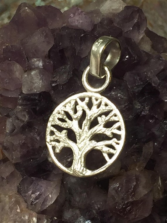 Collana Con Ciondolo Albero Della Vita In Argento Sterling 925 - Cerchio Viola, Gioiello Significativo Per Donna, Mamma, Figlia