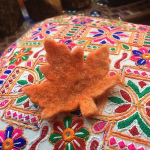 Golden Orange hand made felted Autumn Leaves - felt flower brooch hippy romantic seasons brooch pin patch badge flair