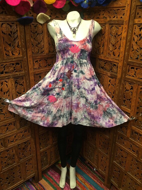 Lotus Flower Tie Dye Layered Appliqu Design Mini Length Sun Dress Purity Enlightenment Goddess Boho Hippy Yoga Meditation Purple or Blue - Etsy Lotus Flower Tie Dye Layered Appliqu Design Mini Length Sun Dress Purity Enlightenment Goddess Boho Hippy Yoga Meditation Purple or Blue - Etsy