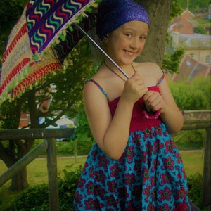 Magik Maiya&#39;s Child&#39;s Boho Funky Retro Colorful Hanky Dress Flower Fairy Hippy Festival Holiday Wear Party Dress Original Collection