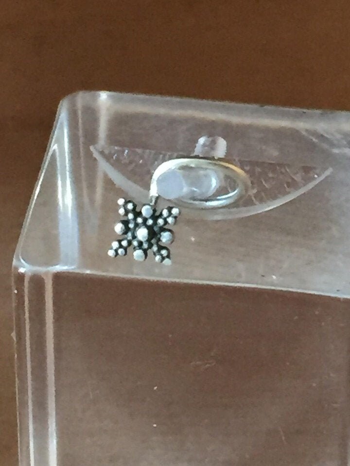 Filigree tribal square Sterling silver nose wire, nose stud piercing tribal bohemian goth punk hippy god/goddess