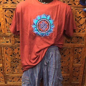 Mens unisex deep blue stripe nepalese combat style pocket draw string waist shorts hippy festival boho sizes S/M - XXL summer festival
